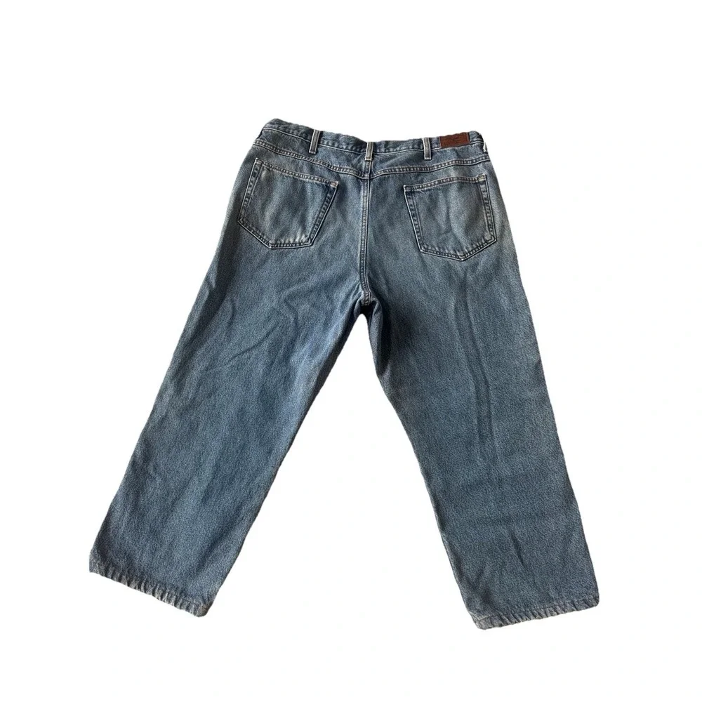 LL Bean Fleece Lined Jeans‎ Mens 40x29 Classic Fit Short Flannel  Leather Patch